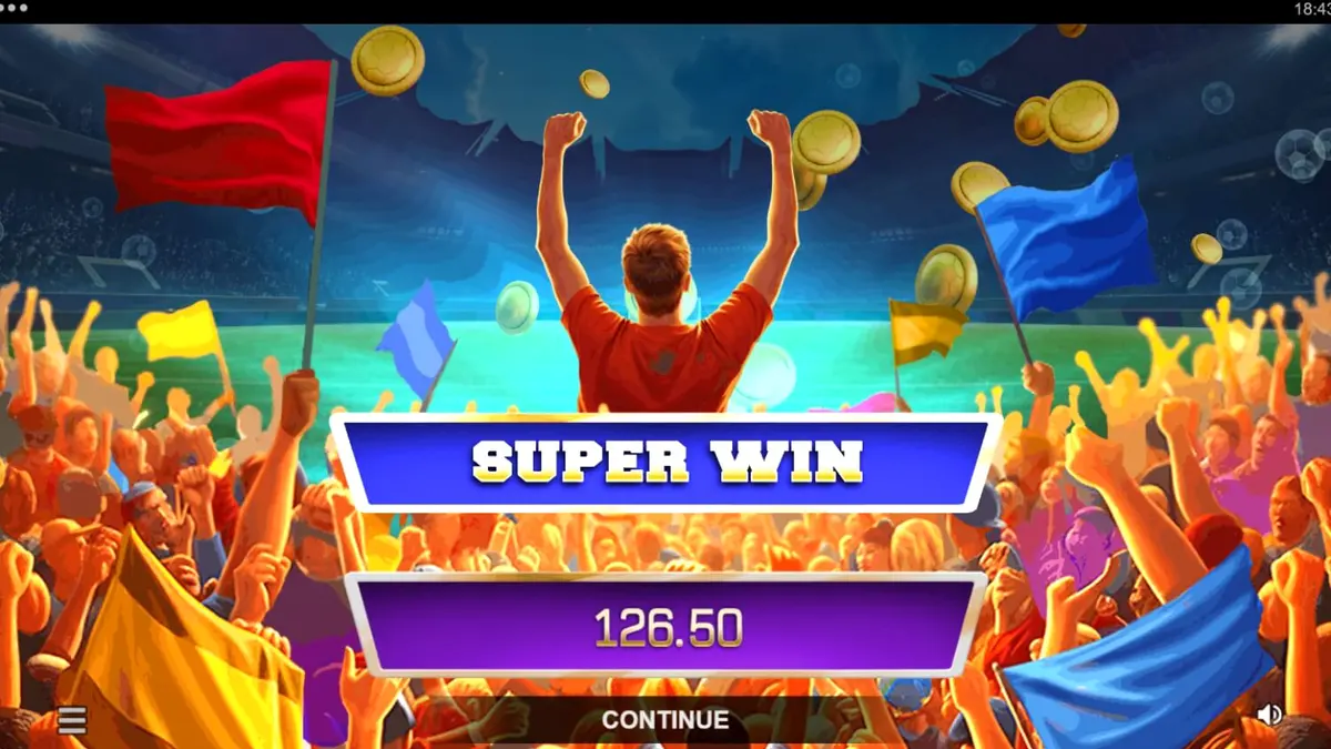 Tampilan visual slot Ultimate Goal Blitz dengan latar belakang stadion sepak bola.